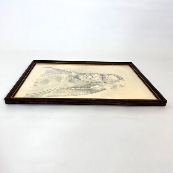 Native American Pencil Sketch By Thomas R. Voorhis Artist Signed Framed - Picture 7 of 7